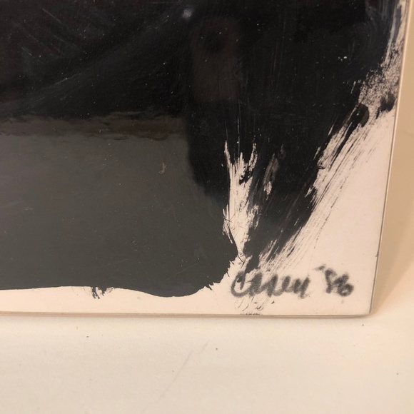 SOLD 80s Vintage Abstract Expressionist BlackWhite - Picture 2 of 3